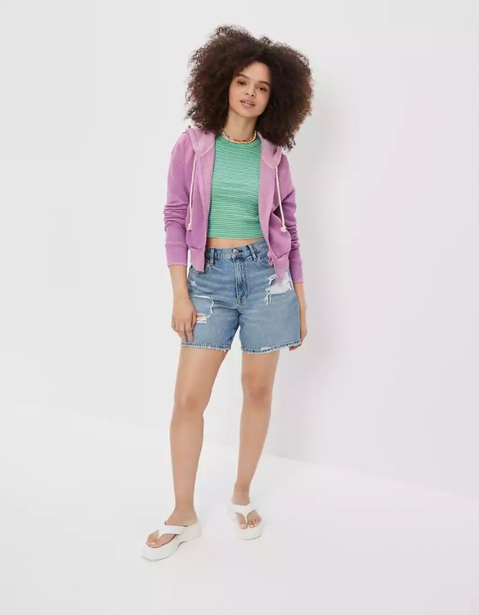 Sweat à Capuche American Eagle AE Sun Set Zip-Up Violette Femme | ZAL-82177769